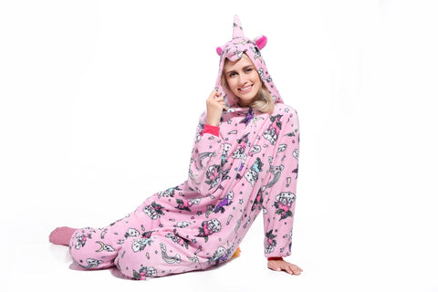 Pyjama Kigurumi Femme Licorne avec Imprimés